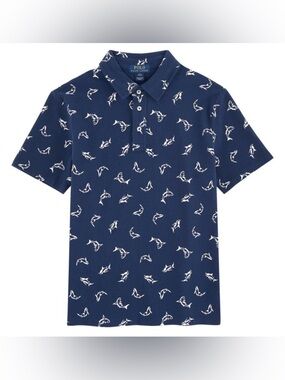 Polo by Ralph Lauren Navy Polo with White Shark Print